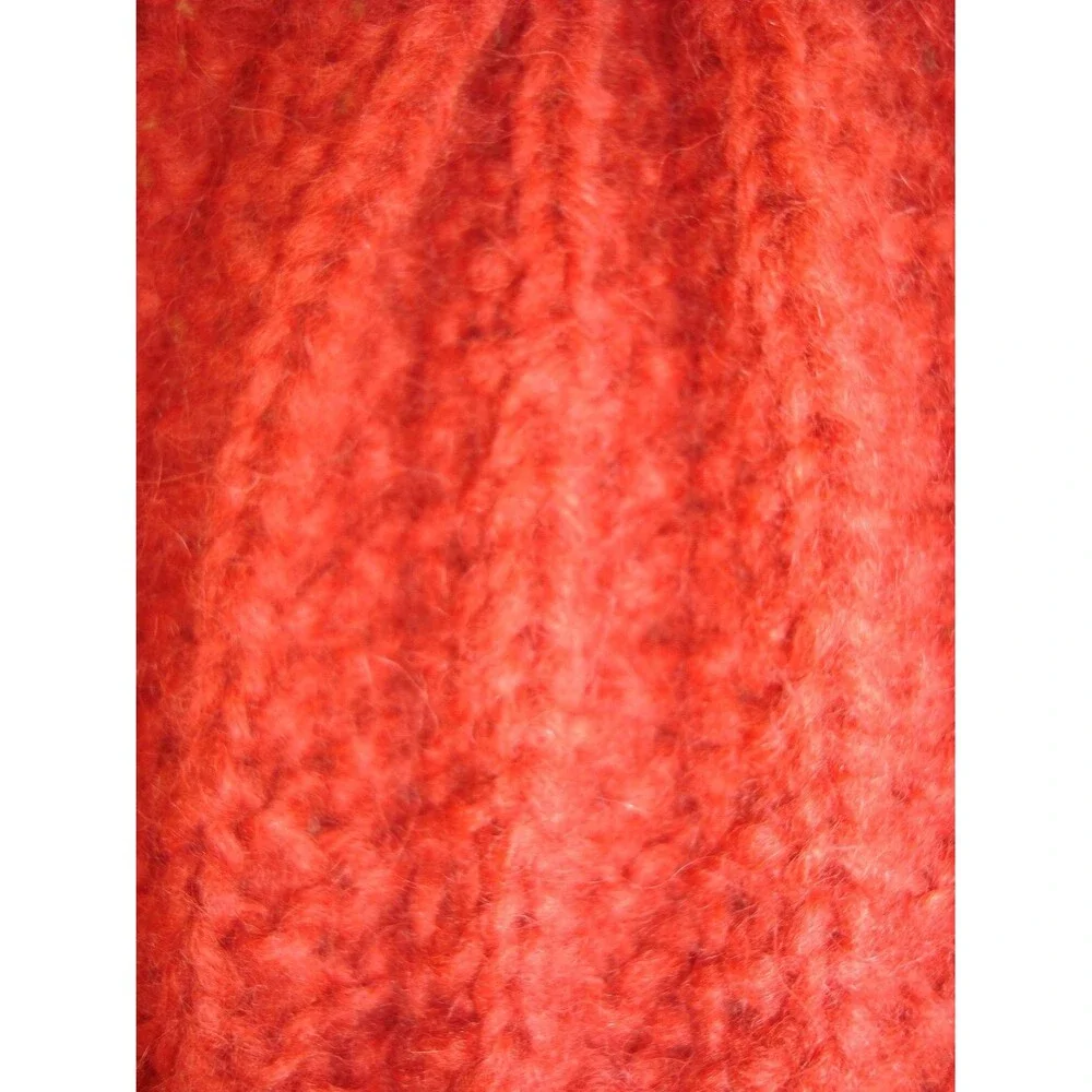 red baby alpaca scarf hand knit